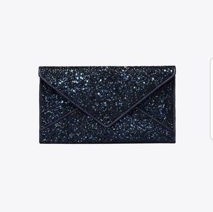 Like new blue Tory Burch glitter clutch
